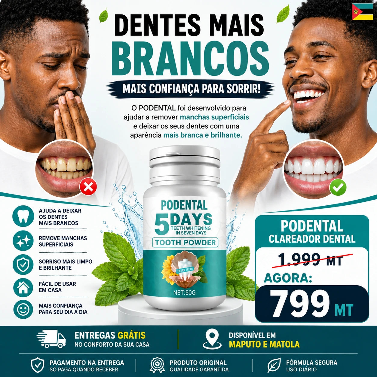 🦷 5 Days White™ Pó Clareador Dental Premium